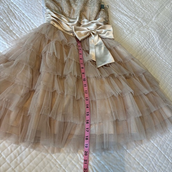 Champagne Gold Dress w/Bow and Tulle Fairiycore Ethereal Romantic Sweet - Picture 15 of 16